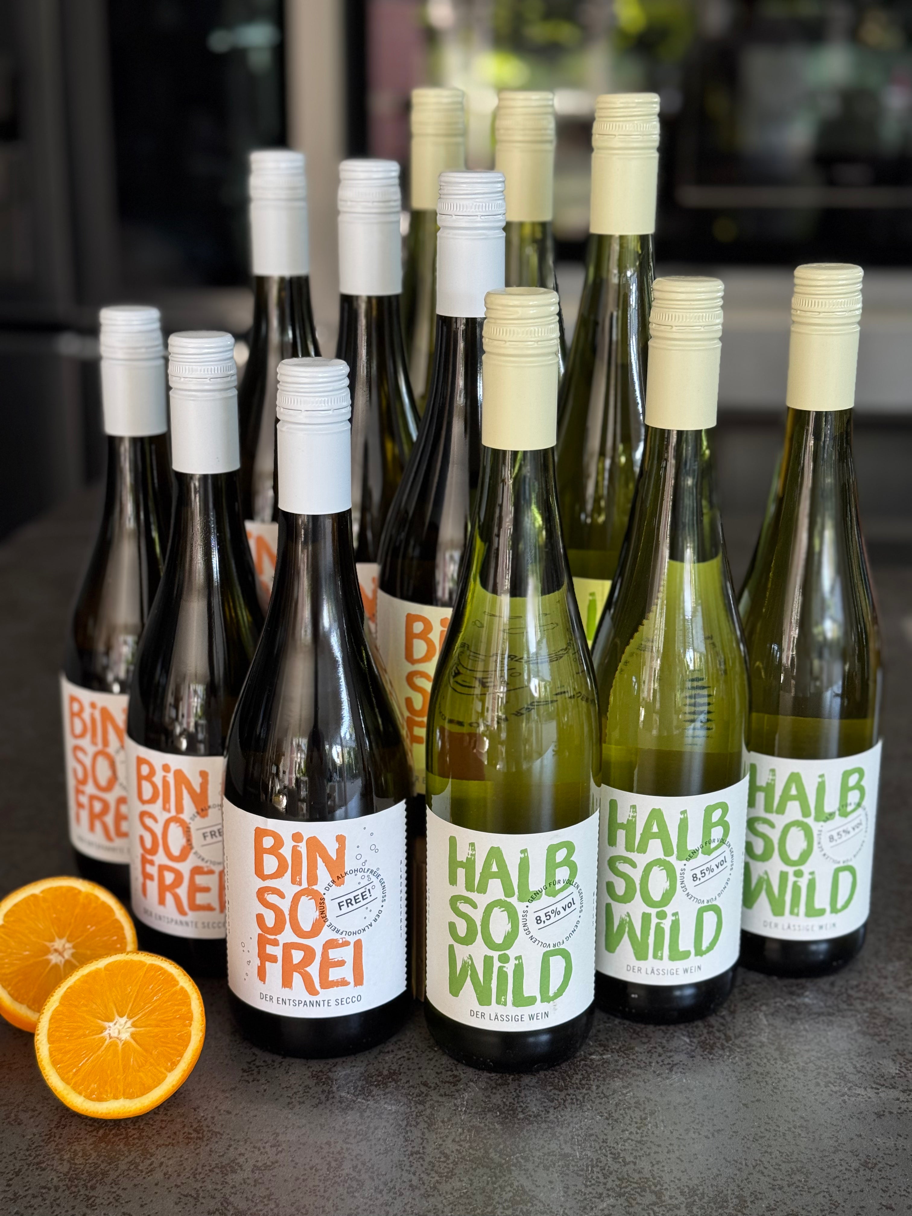 Großer Karton HALB SO WILD & BIN SO FREI (2x6=12 Flaschen)